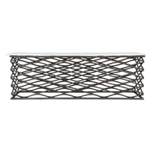 Load image into Gallery viewer, 50" Genuine Marble And Aluminum Abstract Coffee Table - White And Antiqued Bronze
