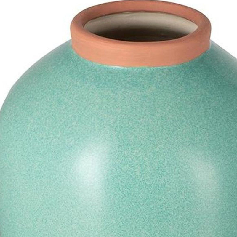 Round Table Vase - Aqua / Terra Cotta