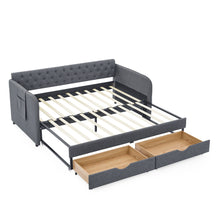 Load image into Gallery viewer, Daybed With Trundle And Storage Drawers, Flat Arms With Pocket

