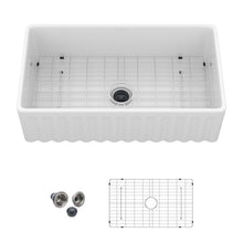 Load image into Gallery viewer, Sink - Apron-Front Reversible Single Bowl Kitchen Sink With Smooth And Ribbed Finishes - White
