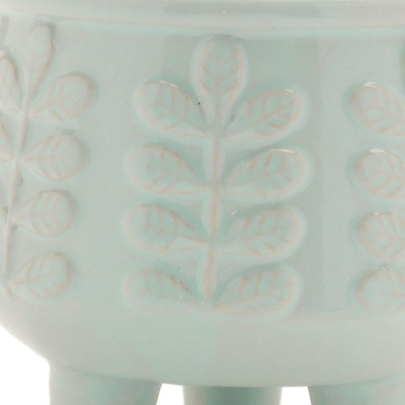 Leaf Round Pot Planters (Set of 4) - Teal Blue