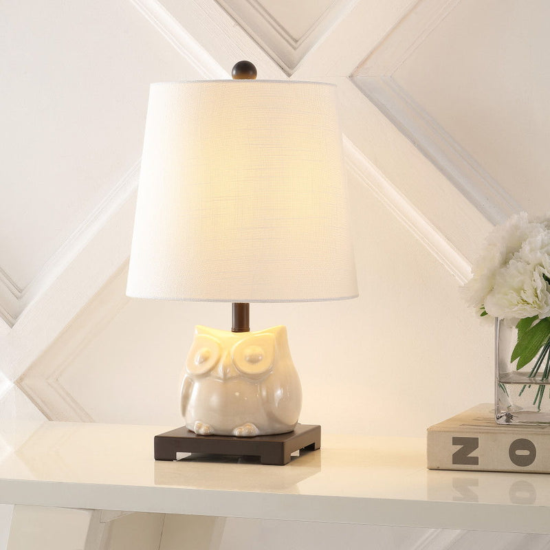 Novelty Bedside Lamp With Empire Shade - Antiqued White / Antiqued Bronze