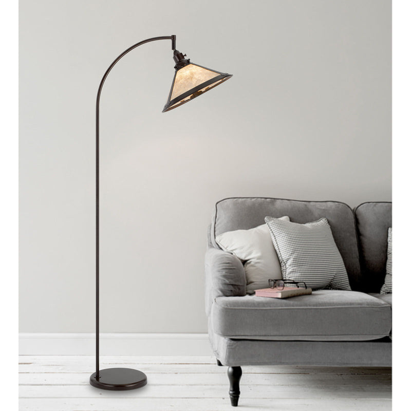 Traditional Shaped Floor Lamp With White Empire Shade - Bronze