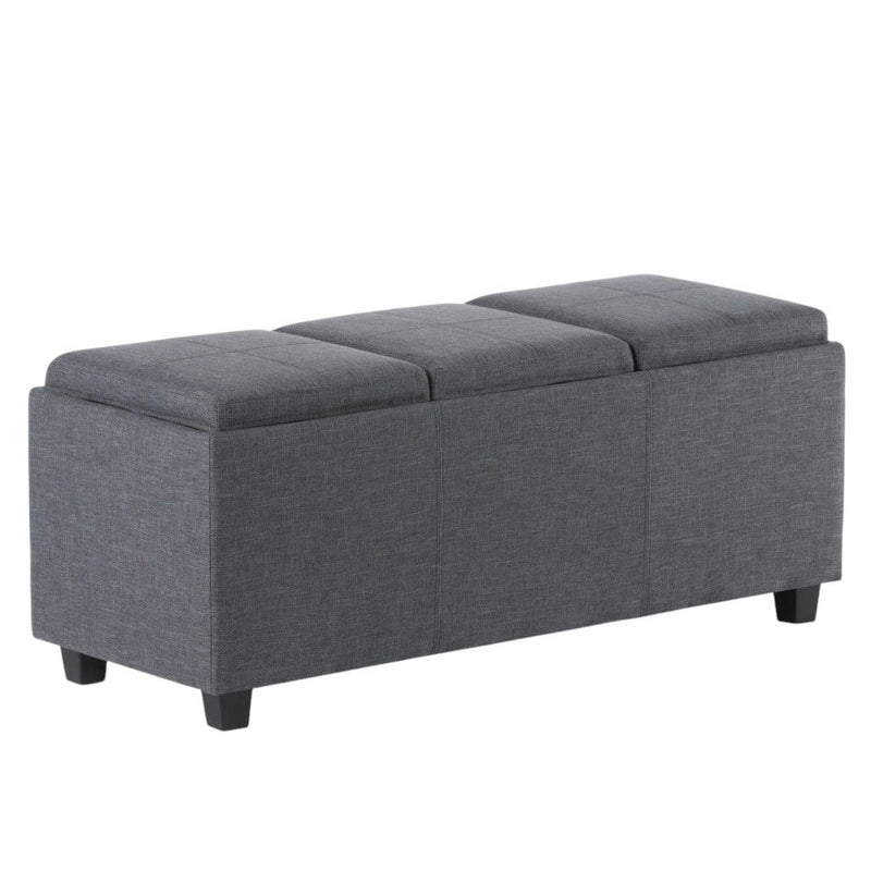 42" Upholstery Storage Ottoman - Dark Brown / Slate Gray