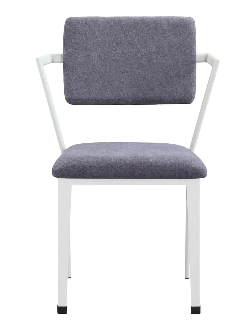 Upholstered Fabric Open Back Dining Side Chairs (Set of 2) - Gray / White