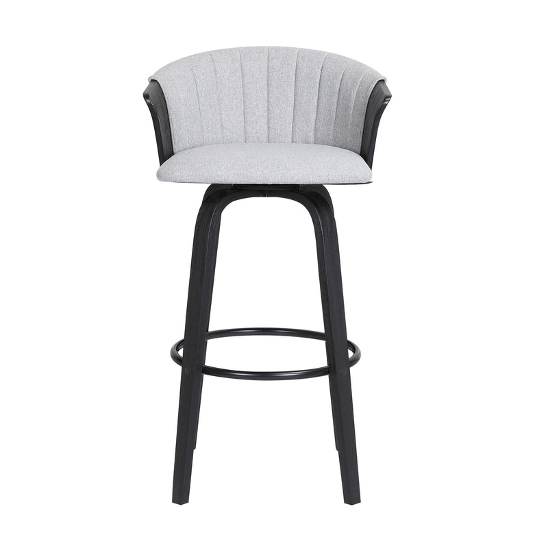 Fabric Swivel Counter Height Bar Chair - Light Gray And Black