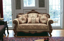 Load image into Gallery viewer, Loveseat And Toss Pillows - Beige / Gold / Brown
