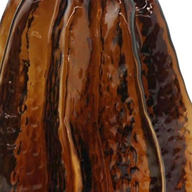 Textured Wavy Table Vase - Burnt Umber / Burnt Umber