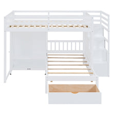 Load image into Gallery viewer, Full Over Twin Bunk Bed with Wardrobe, Drawers, White
