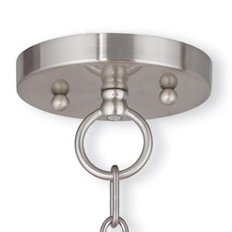 19" Three Light Metal Dimmable Chandelier With Shades - Nickel / Clear