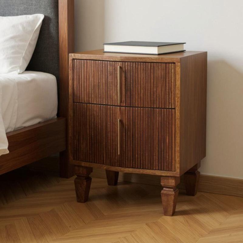 22" Two Drawer Nightstand Wood - Brown