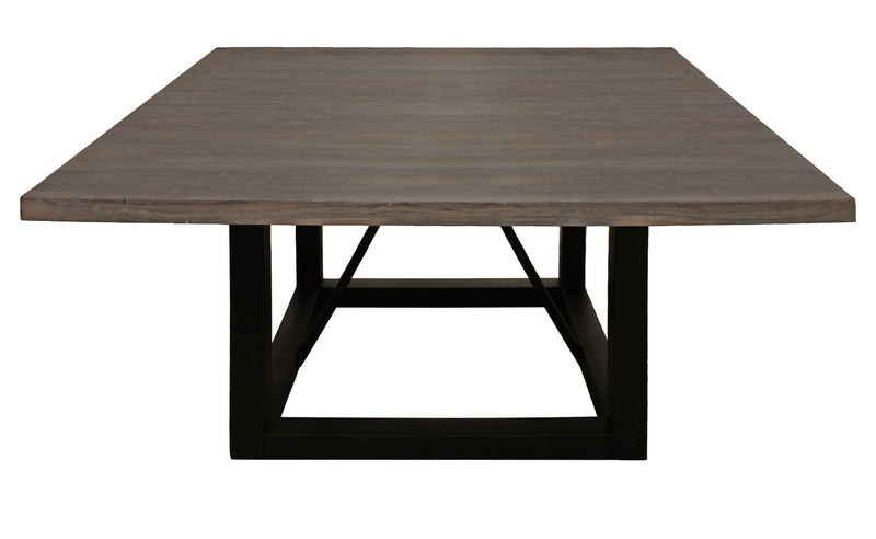 60" Solid Wood And Iron Frame Base Square Dining Table - Dark Brown