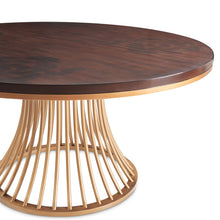 Load image into Gallery viewer, Camellia Field - Round Dining Table - Dark Brown / Gold
