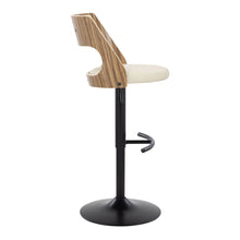 Load image into Gallery viewer, Cecina - Contemporary Adjustable Barstool With Swivel With Rounded T Footrest (Set of 2) - Black / Zebra / Cream
