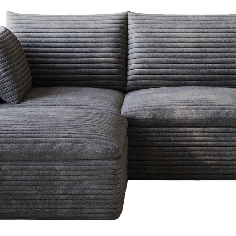 Corduroy Modular Sofa With Ottoman And Toss Pillows (762671) - Dark Gray