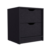 Load image into Gallery viewer, 16.1" x 14.3" Two Drawer Faux Wood Nightstand - Black
