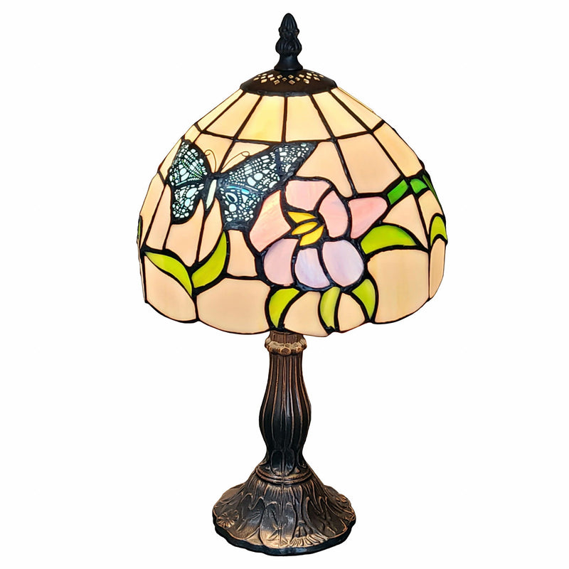 15" Metal Candlestick Table Lamp With Ivory Dome Shade - Dark Brown