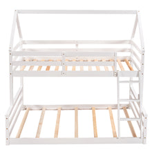 Load image into Gallery viewer, Twin over Full House Bunk Bed with Built-in Ladder,White
