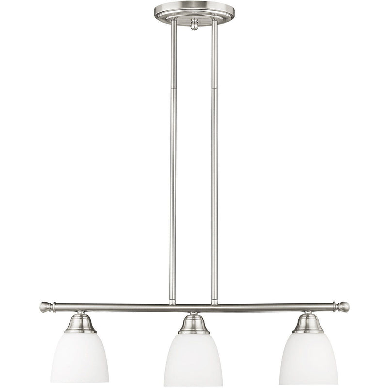 14" Three Light Dimmable Chandelier With Shades - Nickel