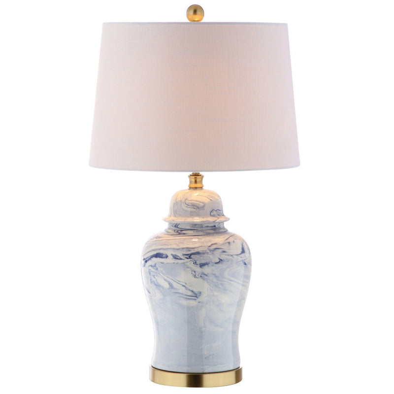 26" Novelty Table Lamp LED With Drum Shade - Blue