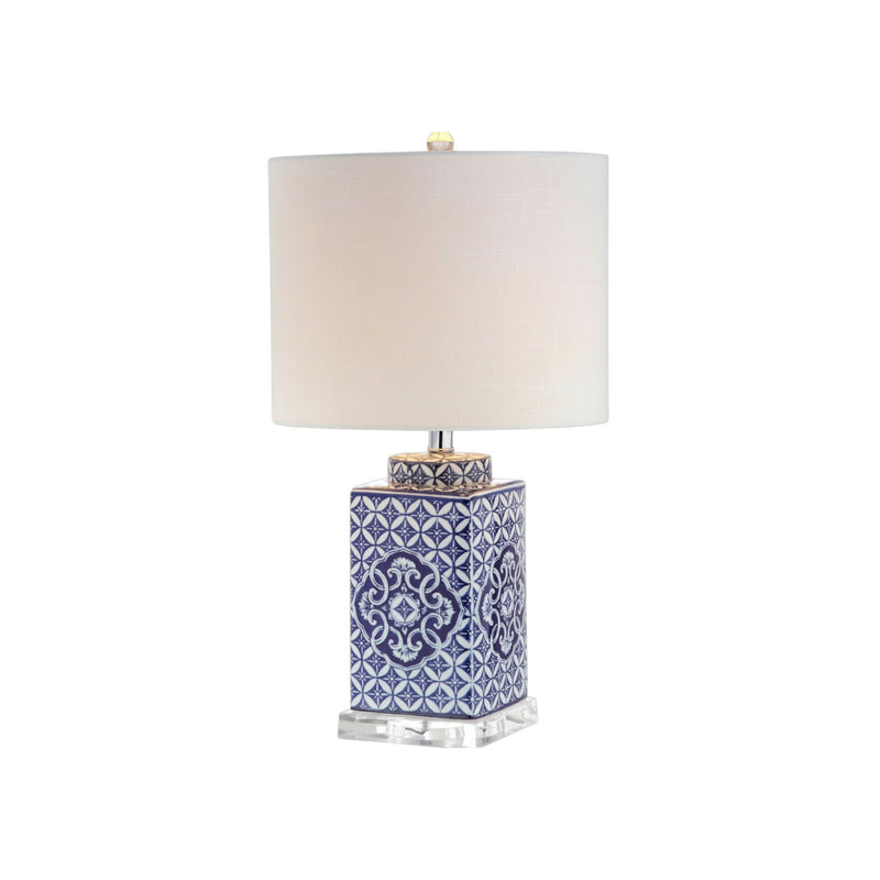 23" Novelty Table Lamp With Drum Shade - Blue / Clear