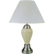 Load image into Gallery viewer, Ceramic Urn Table Lamp With White Empire Shade - Ivory And Silver
