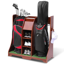 Load image into Gallery viewer, Wood Freestanding Adjustable Multi Use Golf Shelf - Reddish Brown
