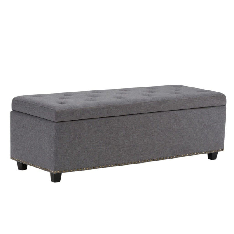 48" Upholstery Storage Ottoman - Dark Brown / Slate Gray
