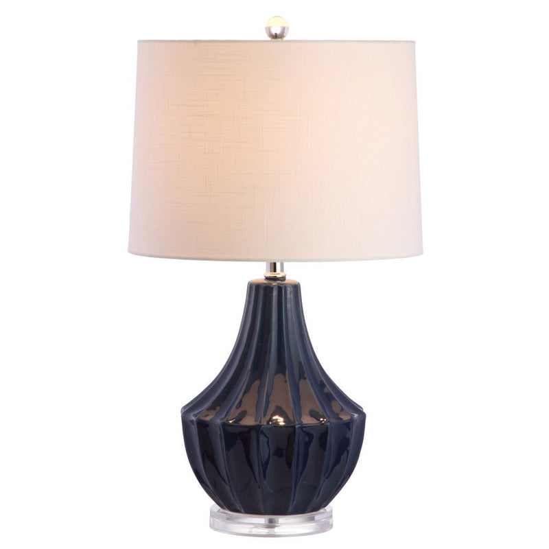 25" Novelty Table Lamp With Drum Shade - Navy Blue
