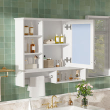 Load image into Gallery viewer, Wall Mount 2 In 1 Mirror Cabinet With Adjustable Shelves, Open Storage, For Bathroom Vanity - White
