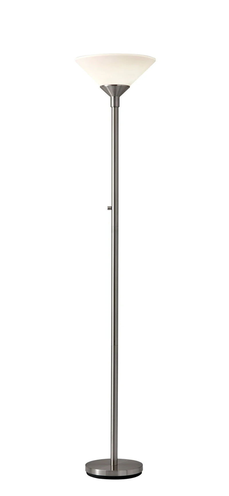 Torchiere Floor Lamp With White Cone Shade - Silver