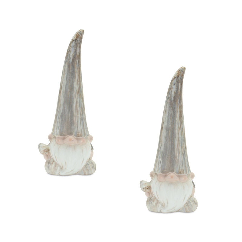 Fairy Christmas Standing Gnome Tabletop Sculpture (Set of 2) - Gray / Beige