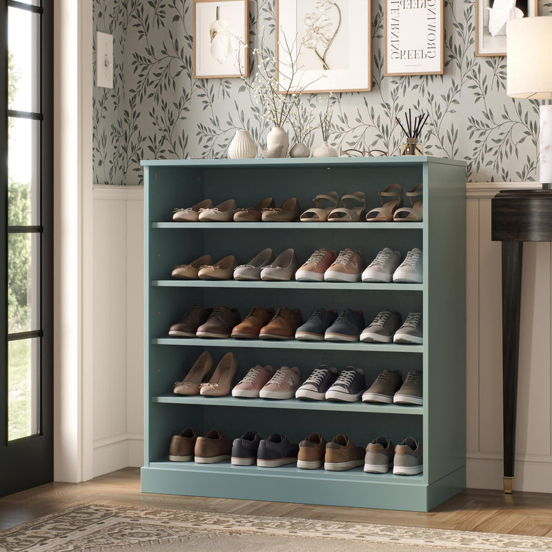 Twenty Pair Solid Woodshoe Storage Cabinet (752322) - Aqua