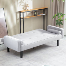 Load image into Gallery viewer, Futon Sofa Bed Convertible Couch Bed with Armrests Modern Living Room Linen Sofa Bed, Folding Recliner Futon Couch Sleeper Set with Solid Wood legs
