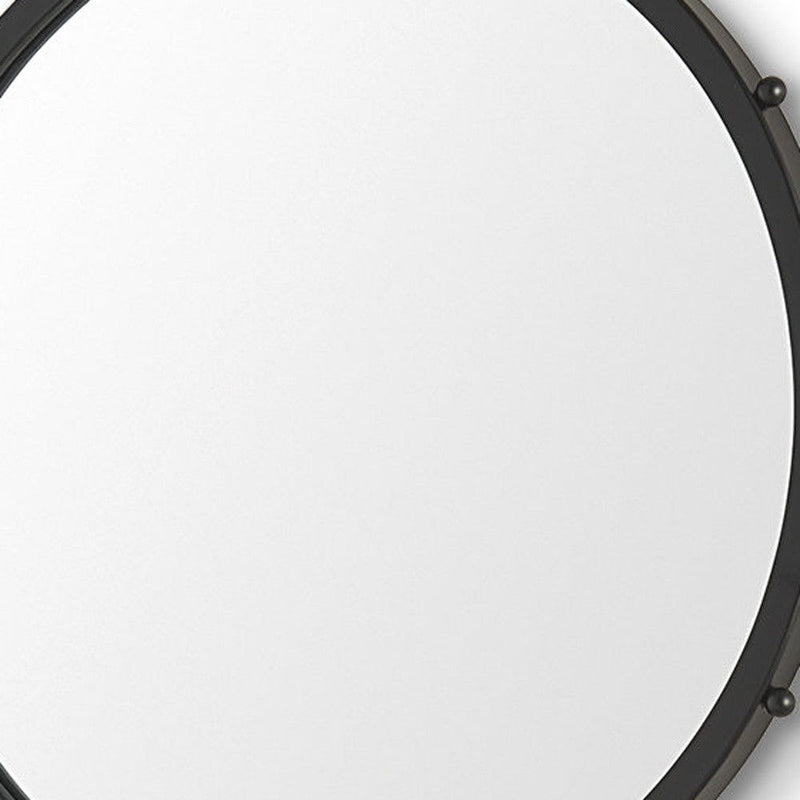 25" Metal Beaded Round Framed Accent Mirror - Black