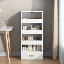 Load image into Gallery viewer, 4 Tier Freestanding Bookshelf With 3 Sliding Drawers And 1 Bottom Drawer - White
