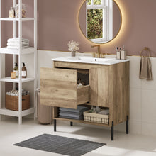 Load image into Gallery viewer, Bathroom Vanity Cabinet With Sink, Sliding Drawer, Soft Closing Door, Open Shelf - Natural Wood
