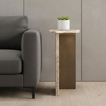 Load image into Gallery viewer, 24" Marble Pedestal End Table - Beige
