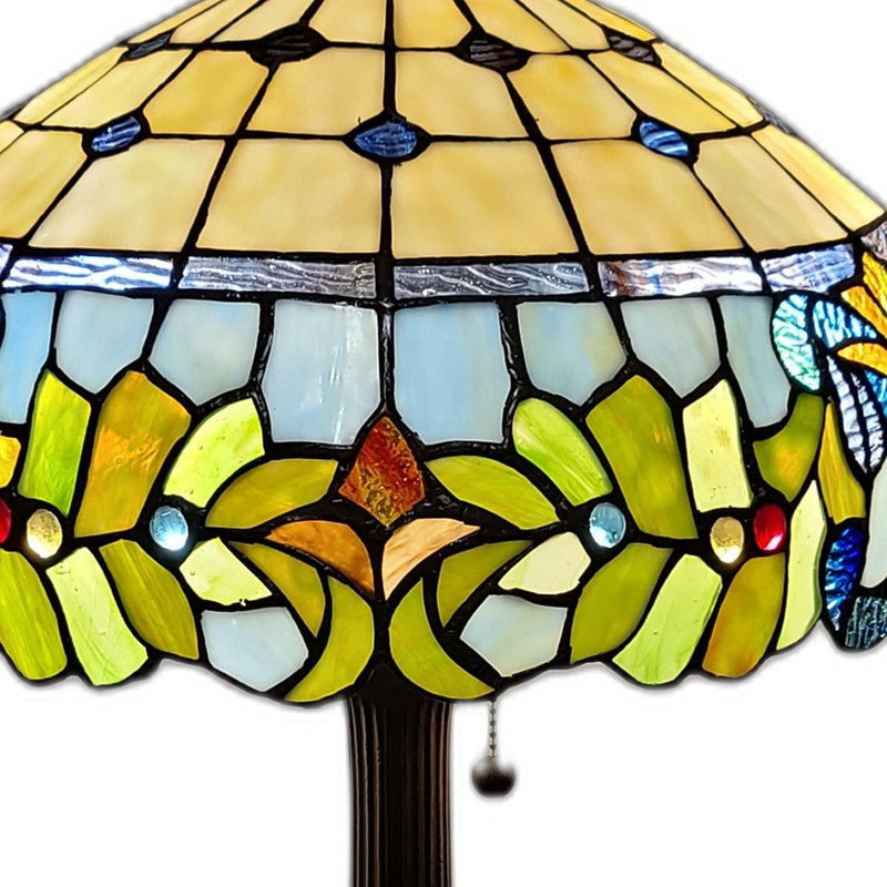 23" Metal Two Light Candlestick Table Lamp With Green Shade - Dark Brown