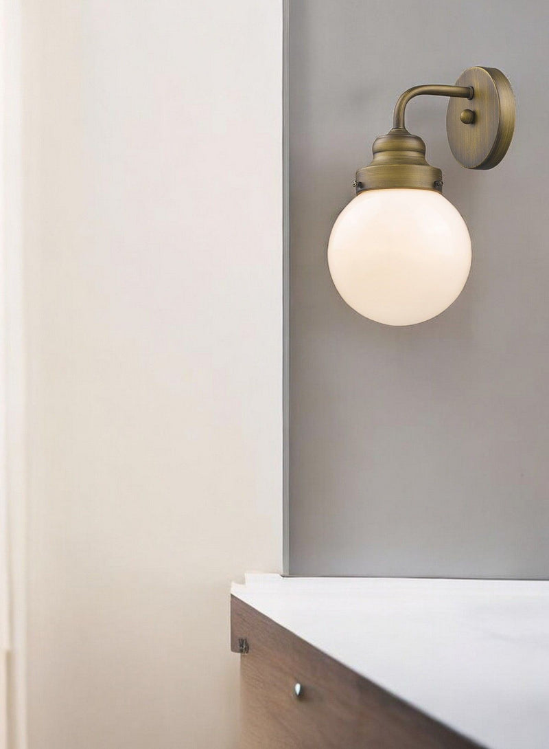 One Light Wall Sconce With Round Glass Shade - Gold