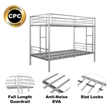 Load image into Gallery viewer, Metal Twin over Twin Bunk Bed/ Heavy-duty Sturdy Metal/ Noise Reduced Design/ Safety Guardrail/ 2 Side Ladders/ CPC Certified/ No Box Spring Needed
