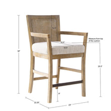 Load image into Gallery viewer, Cane Back Counter Stool With Upholstered Seat - Cream / Reclaimed Natural
