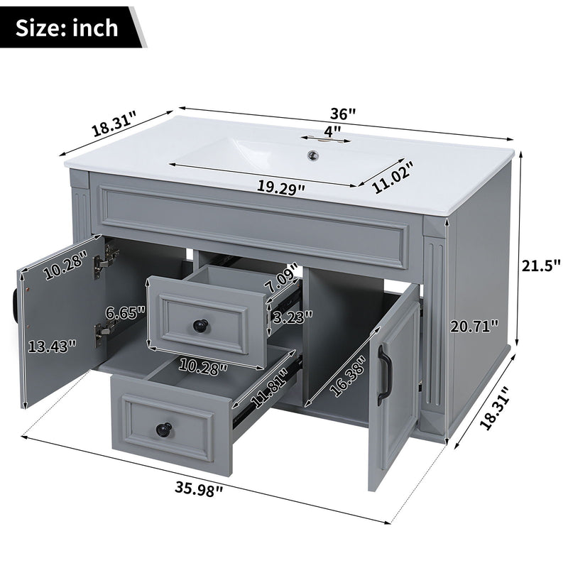 French Simple Style Wall Mounted Bathroom Cabinet With Sink