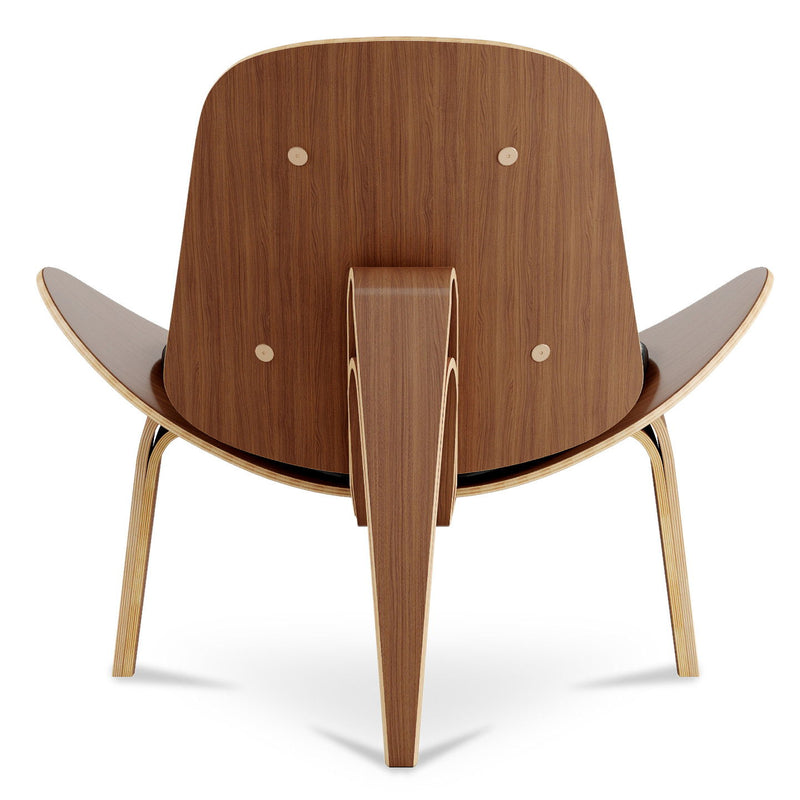Faux Leather Lounge Chair - Black And Wood Brown