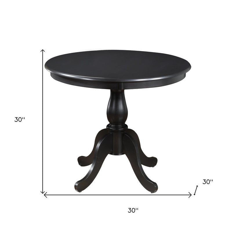 36" Rounded Solid Manufactured Wood And Solid Wood Pedestal Base Dining Table - Black