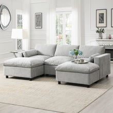 Load image into Gallery viewer, Modular Sectional With Storage Pockets, 5 Seat U Shaped Couch Set With Pillows, Free Combination Modern Cloud Sofa With 2 Movable Ottoman
