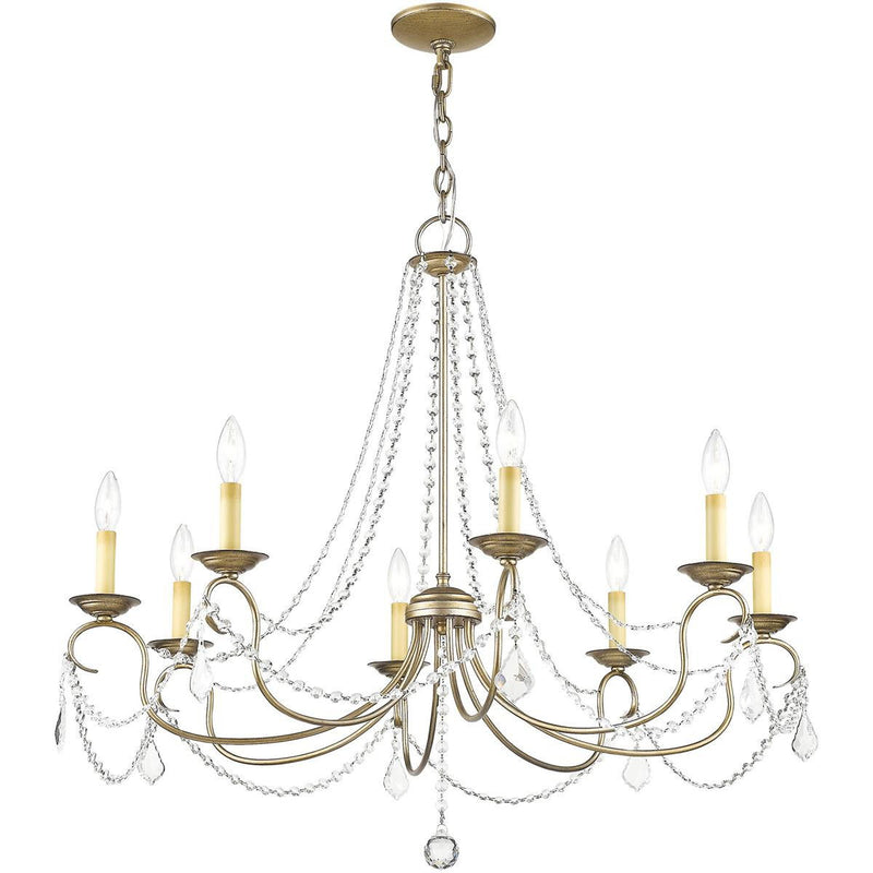 28" Eight Light Dimmable Chandelier With Shades - Silver
