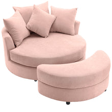 Load image into Gallery viewer, 360° Swivel Accent Barrel Chair With Storage Ottoman &amp; 4 Pillows, Modern Leisure Chair Round Accent For Living Room

