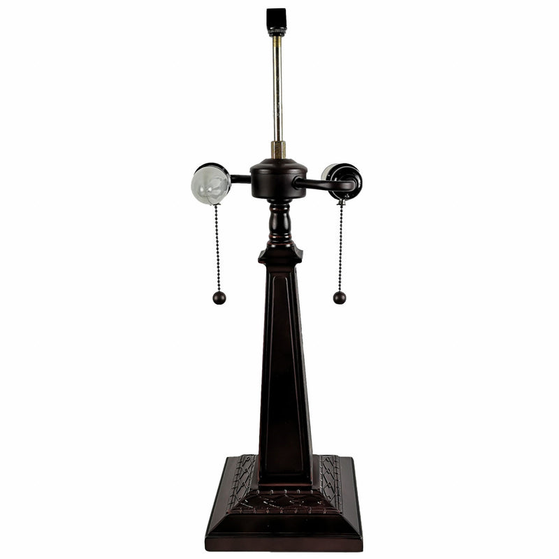 22" Metal Two Light Candlestick Table Lamp With Beige Shade - Dark Brown