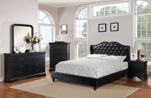 Load image into Gallery viewer, Queen Size Bed 1pc Bed Set Black Faux Leather Upholstered Wingback Design Bed Frame Headboard Bedroom Furniture Tufted Upholstered
